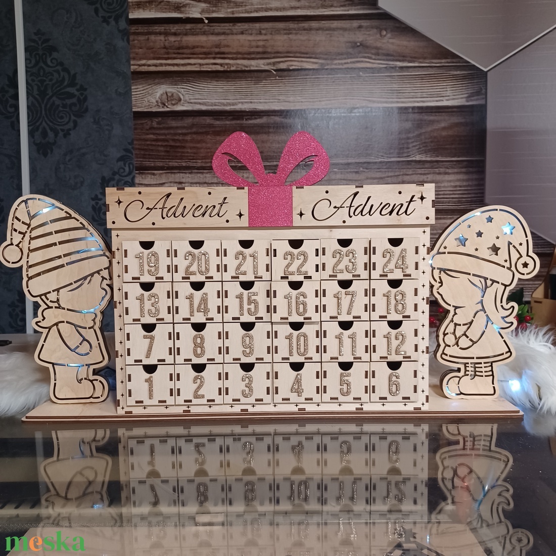 Adventi naptár manókkal, kihúzható fiókokkal, prémium minőség! - karácsony - adventi díszek - adventi naptár - Meska.hu