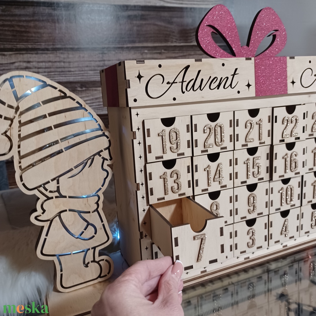 Adventi naptár manókkal, kihúzható fiókokkal, prémium minőség! - karácsony - adventi díszek - adventi naptár - Meska.hu