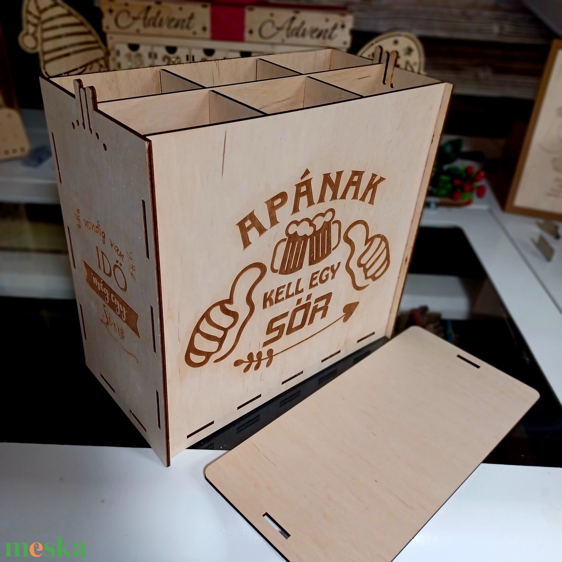 Apának kell egy sör feliratú fa sörtartó  - otthon & életmód - konyhafelszerelés, tálalás - italos kellékek - sörtartó - Meska.hu