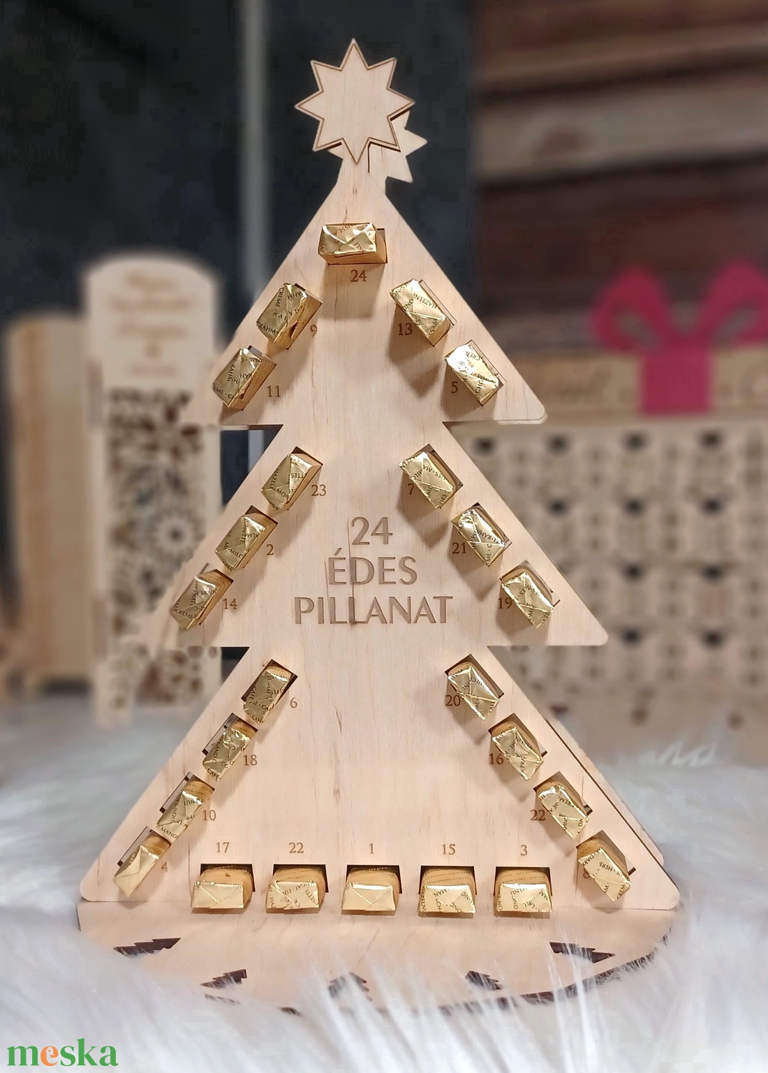 Merci Adventi Karácsonyfa  30 cm, személyre szabható - karácsony - karácsonyi lakásdekoráció - ünnepi asztaldekoráció - Meska.hu