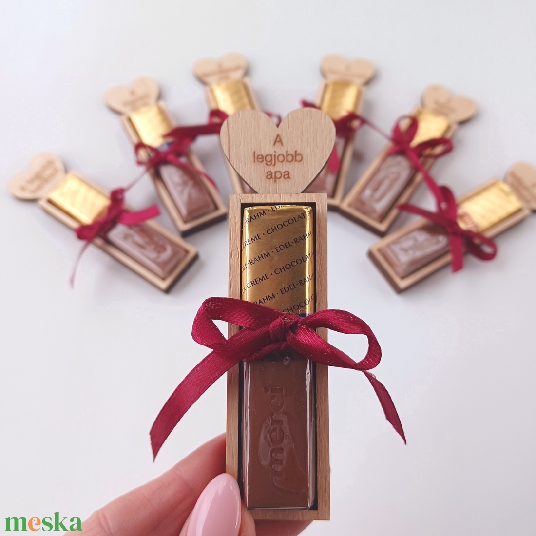 Merci Csokis Szívecskés tartó - Személyre szabható, névre szóló - karácsony - karácsonyi lakásdekoráció - karácsonyi manók, figurák - Meska.hu