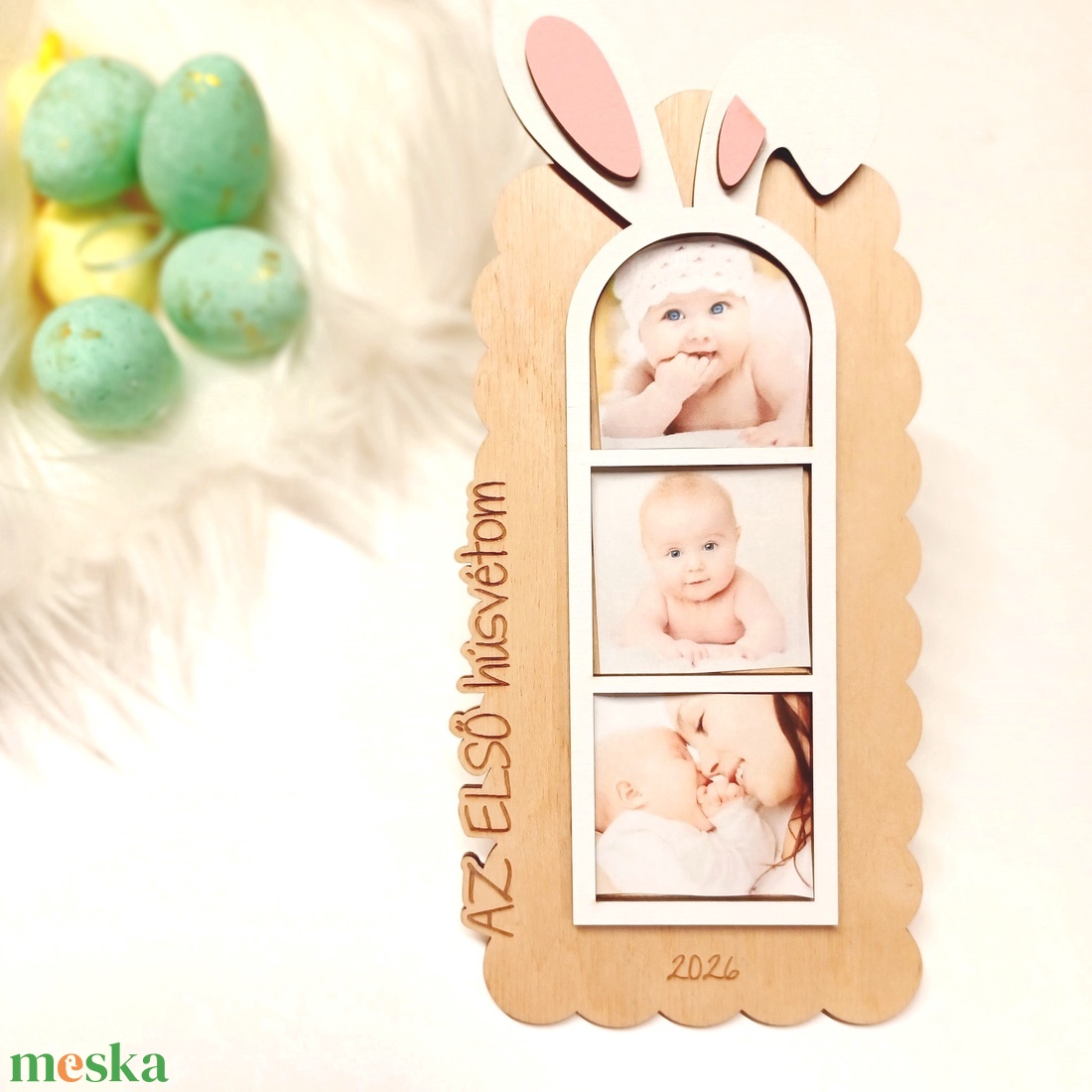 Az első húsvétom feliratú nyuszis képkeret babafotóknak - otthon & életmód - dekoráció - kép & falikép - képkeret - Meska.hu