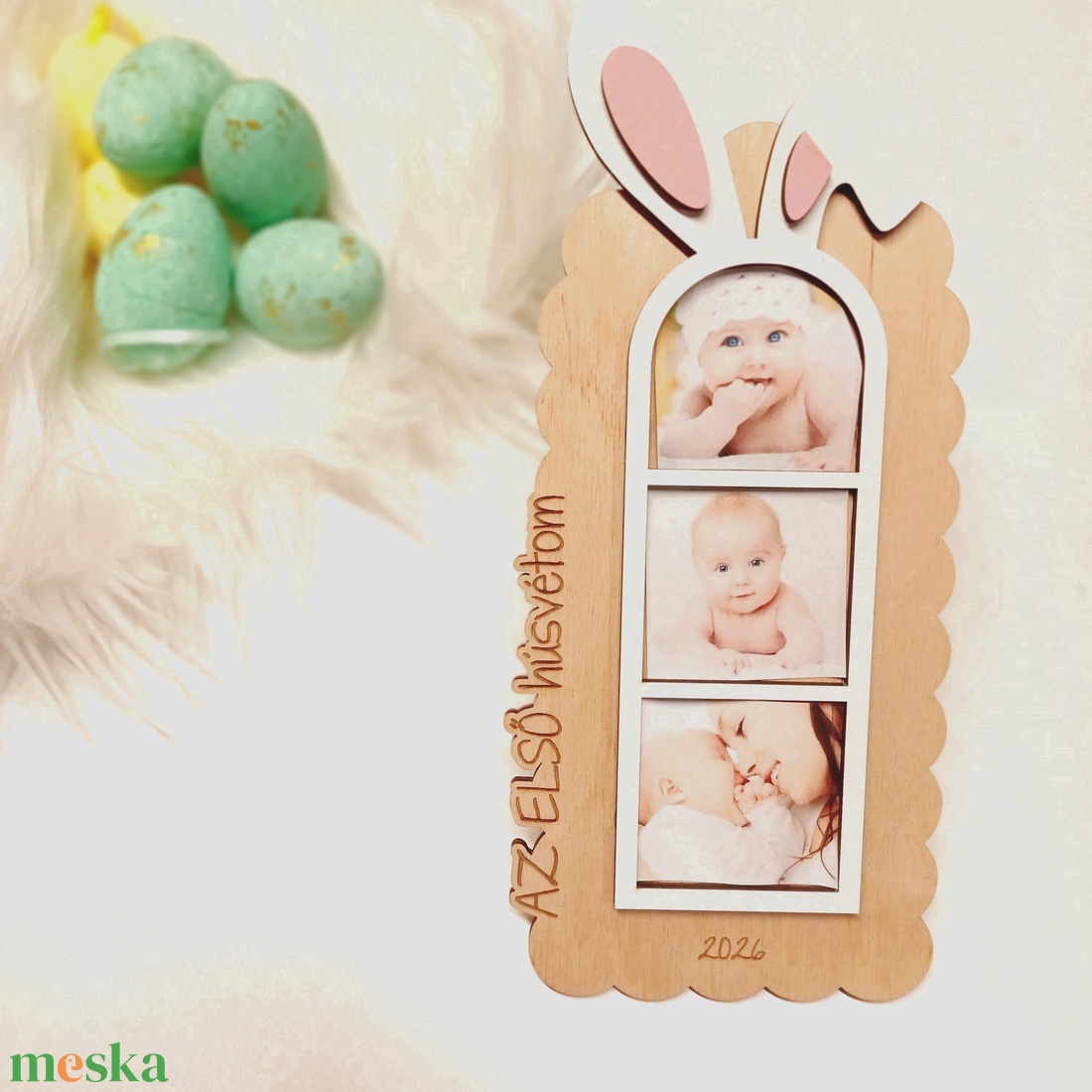 Az első húsvétom feliratú nyuszis képkeret babafotóknak - otthon & életmód - dekoráció - kép & falikép - képkeret - Meska.hu