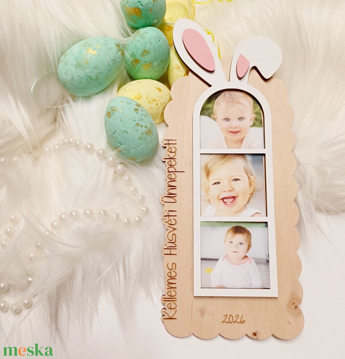 Kellemes húsvéti ünnepeket! Nyuszifüles húsvéti fa képtartó babafotóknak - otthon & életmód - dekoráció - kép & falikép - képkeret - Meska.hu