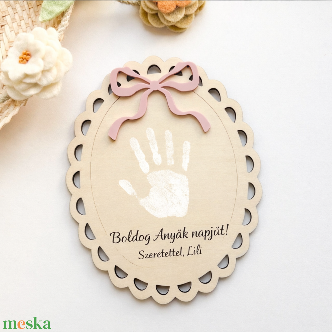 Anyák napi kézlenyomatos emléktábla - baba - mama - babaszoba dekoráció - gyerek névtábla - Meska.hu