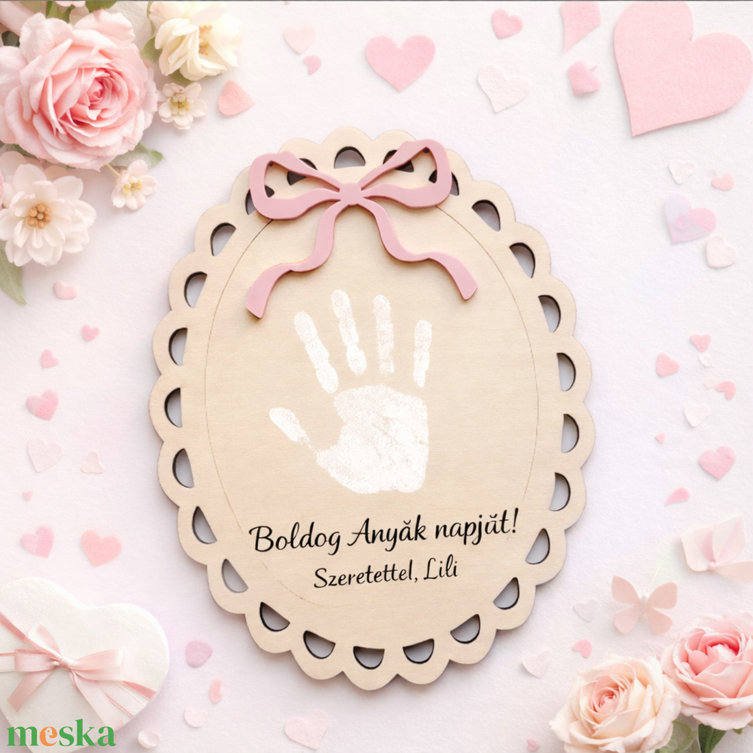 Anyák napi kézlenyomatos emléktábla - baba - mama - babaszoba dekoráció - gyerek névtábla - Meska.hu