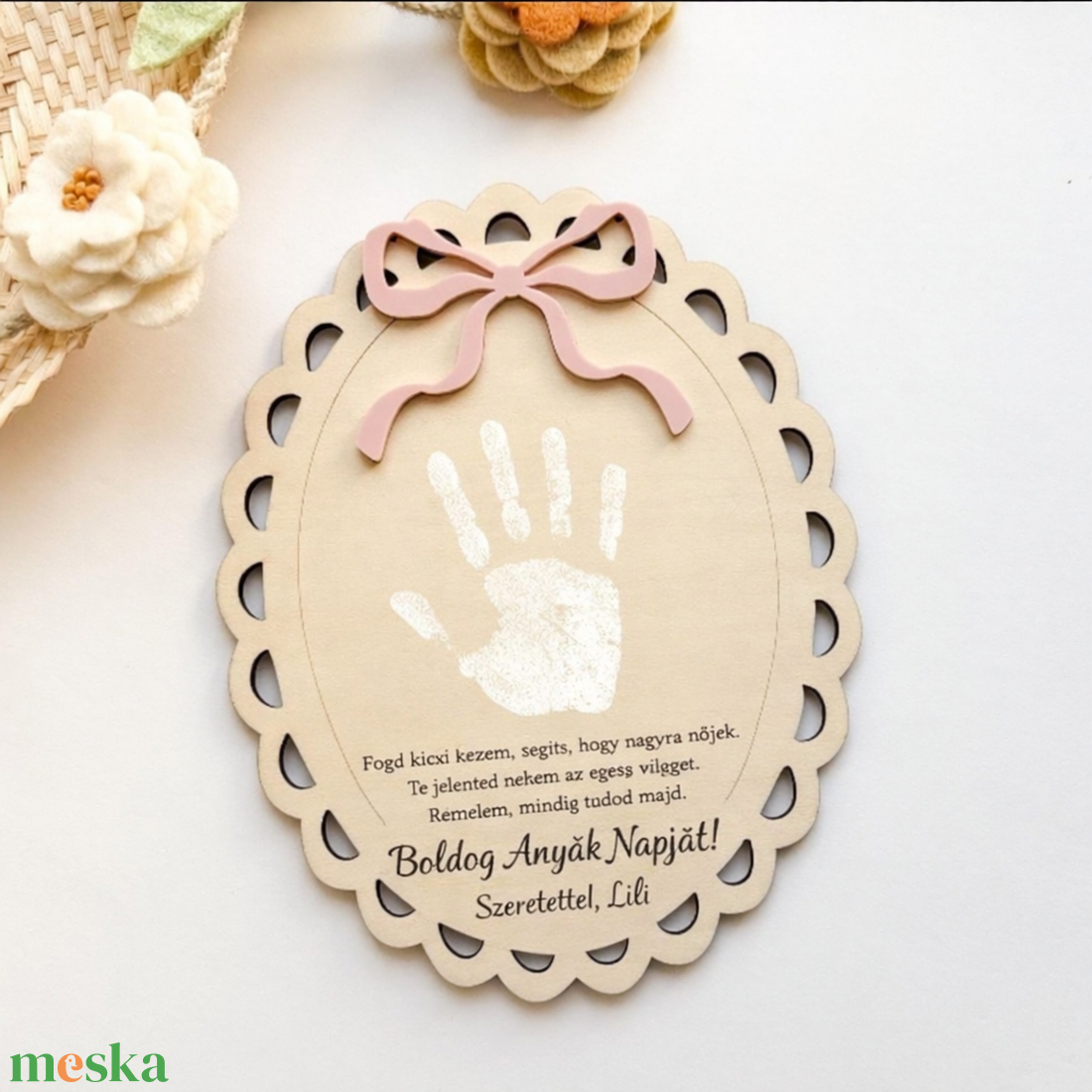 Anyák napi kézlenyomatos emléktábla - baba - mama - babaszoba dekoráció - gyerek névtábla - Meska.hu