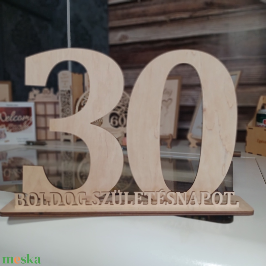 Szülinapra asztaldísz fából - otthon & életmód - dekoráció - asztal és polc dekoráció - gravírozott táblák - Meska.hu