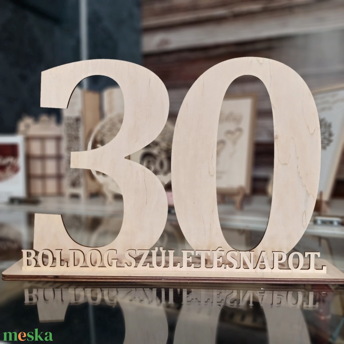 Szülinapra asztaldísz fából - otthon & életmód - dekoráció - asztal és polc dekoráció - gravírozott táblák - Meska.hu