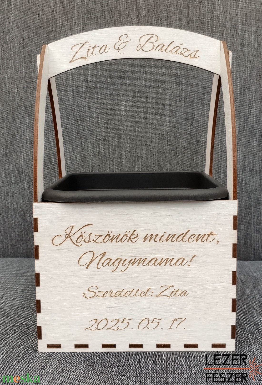 Fa kaspó élő virághoz, esküvői ajándékként - esküvő - emlék & ajándék - köszönőajándék - Meska.hu