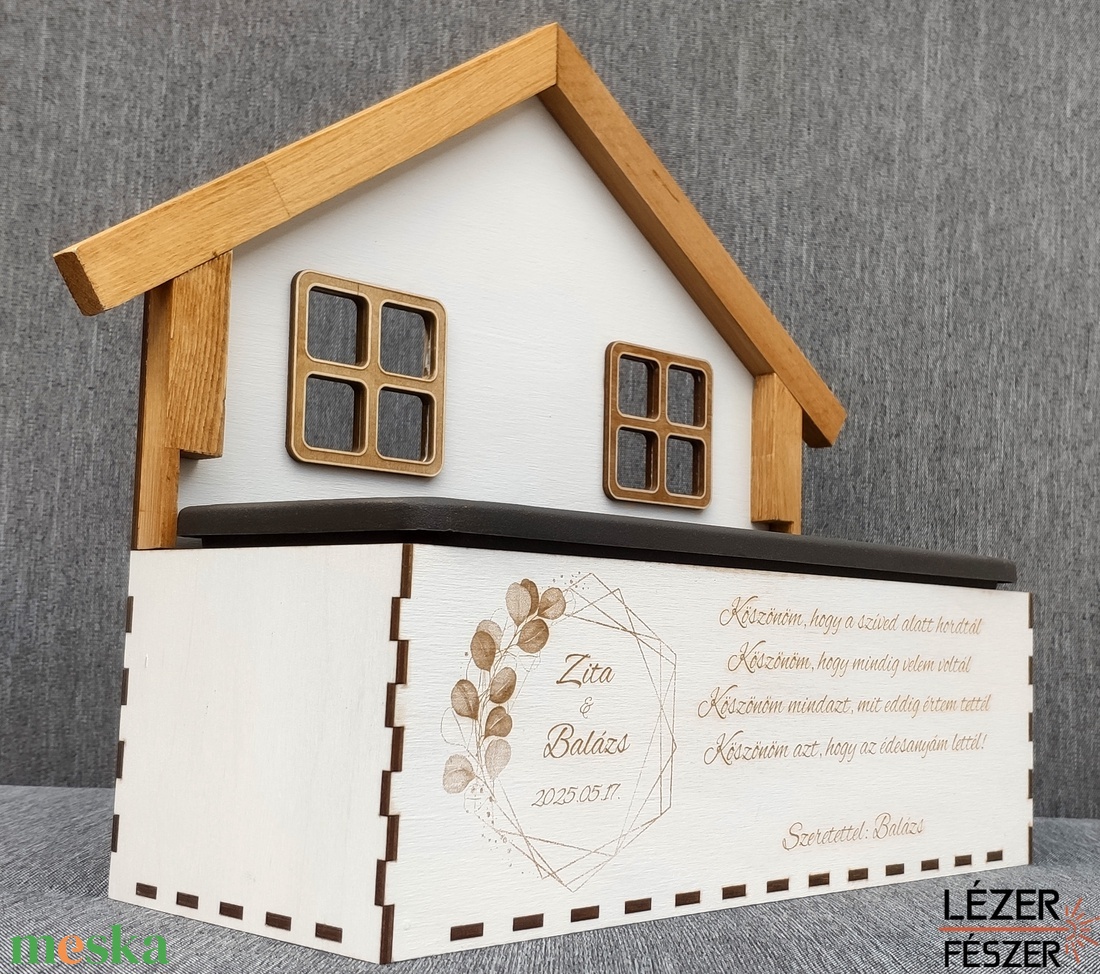 Esküvői Szülőköszöntő Házikó Kaspó  Személyes Gravírozással - esküvő - emlék & ajándék - köszönőajándék - Meska.hu