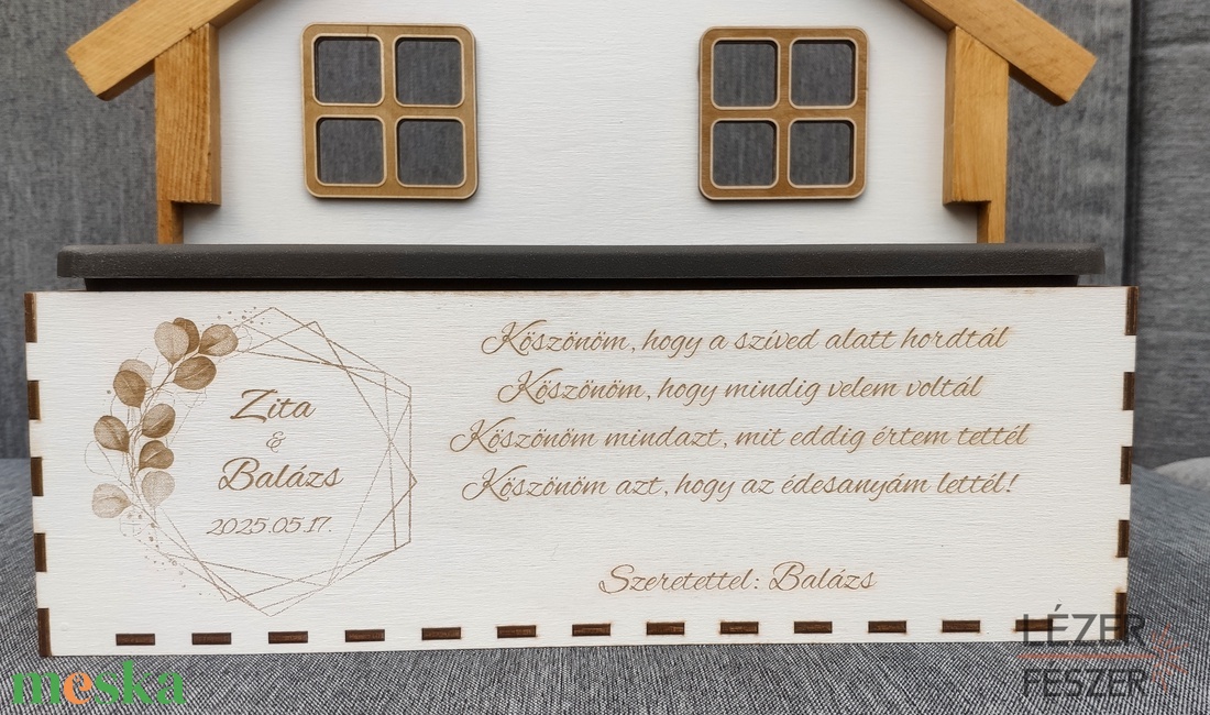 Esküvői Szülőköszöntő Házikó Kaspó  Személyes Gravírozással - esküvő - emlék & ajándék - köszönőajándék - Meska.hu