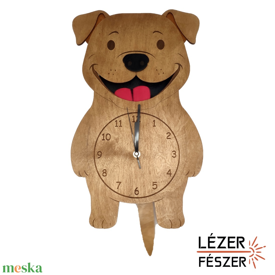 Kutyás ingás falióra � mozgó farokkal és nyelvvel, névre szóló gravírozással - otthon & életmód - dekoráció - fali és függő dekoráció - falióra & óra - Meska.hu