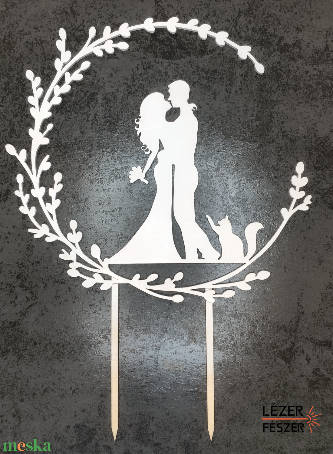 Esküvői tortabeszúró � szerelmes pár cicával - esküvő - dekoráció - sütidísz - Meska.hu