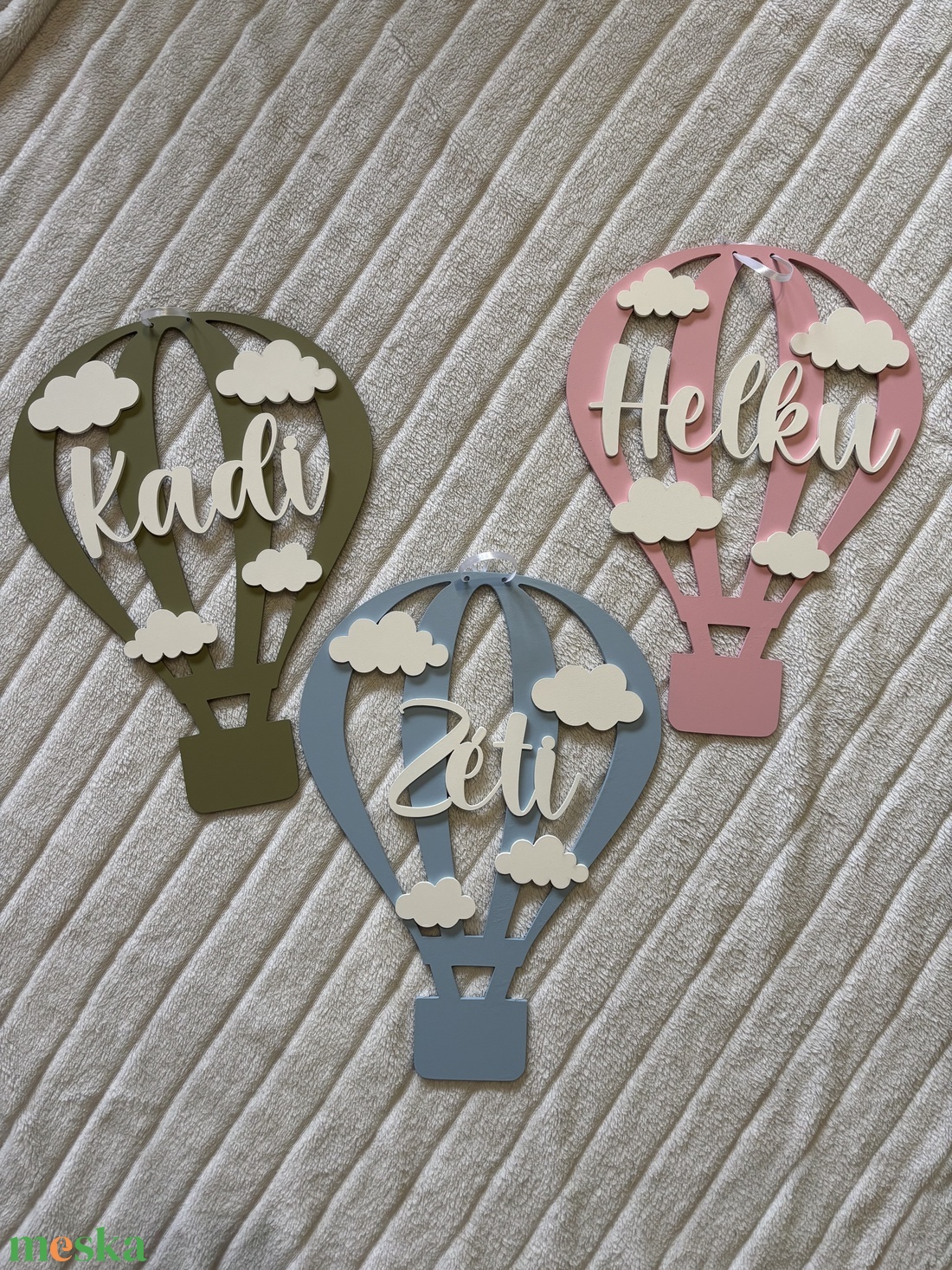 Hőlégballon névtábla - baba - mama - babaszoba dekoráció - baba névtábla - Meska.hu