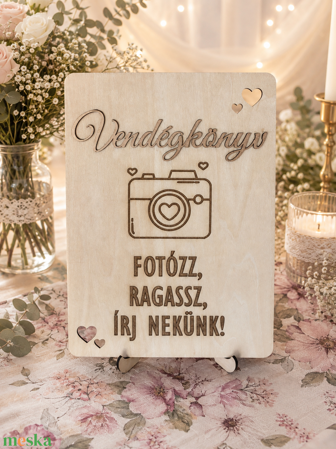 Vendégkönyv tábla esküvőre - esküvő - dekoráció - tábla & jelzés - Meska.hu