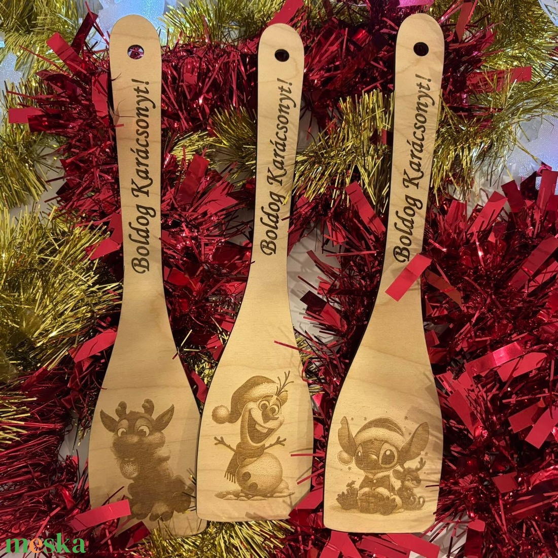 Karácsonyi fakanál - otthon & életmód - konyhafelszerelés, tálalás - sütés, főzés - fakanál & fakanáltartó - Meska.hu