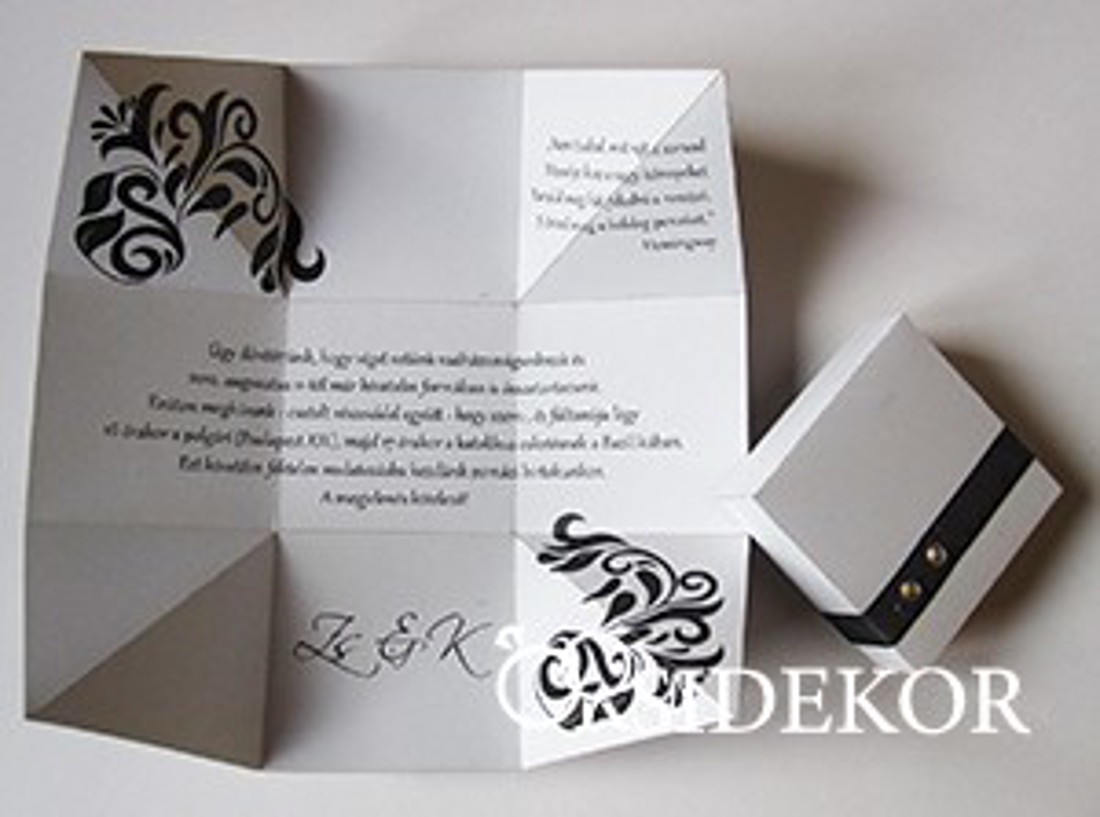 Dobozos esküvői meghívó szalaggal és strasszal díszített, mintás dobozban, 7x7 cm - esküvő - meghívó & kártya - meghívó - Meska.hu