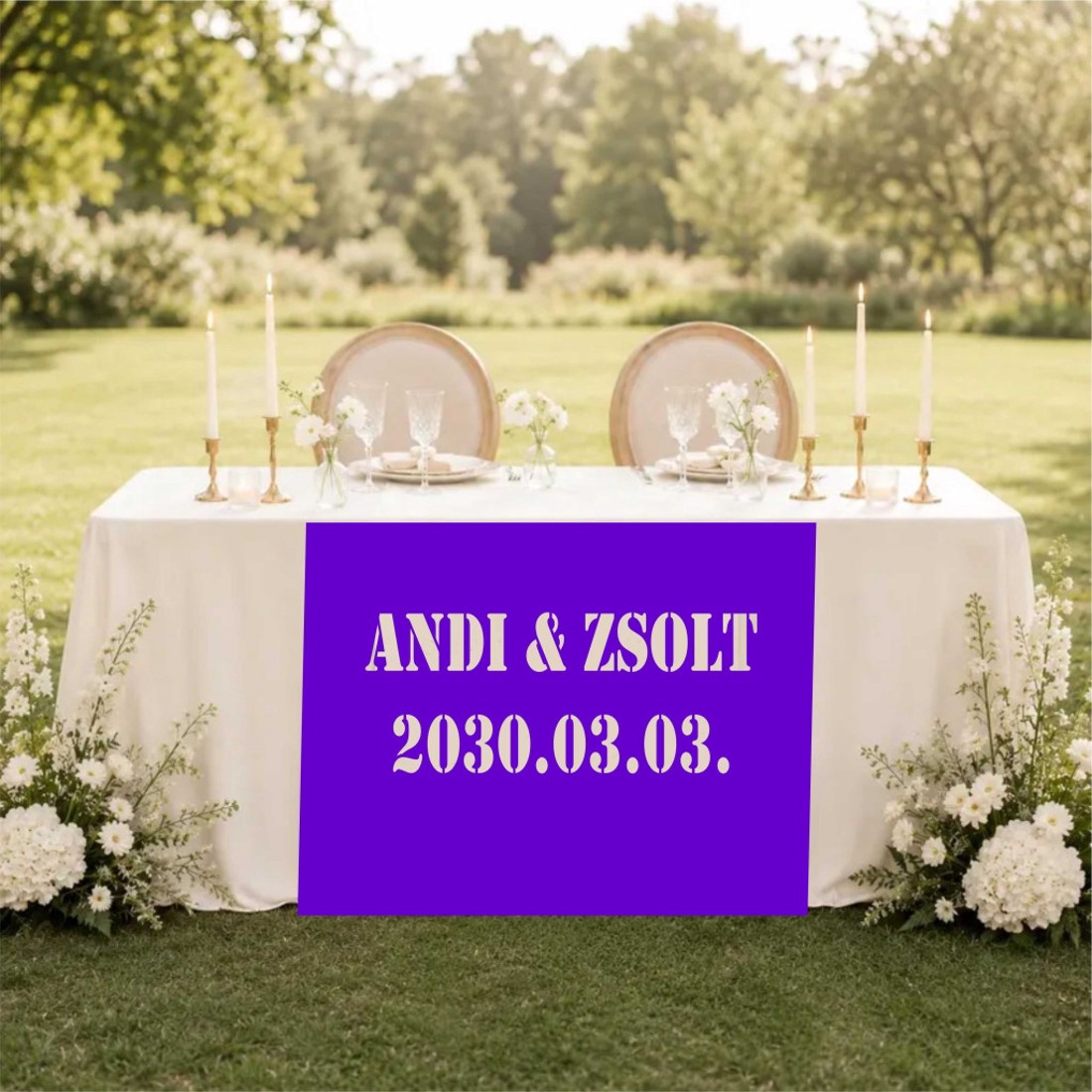 Névre Szóló Esküvői Asztali Futó � Elegáns Szatén Dekor - esküvő - dekoráció - helyszíni dekor - Meska.hu