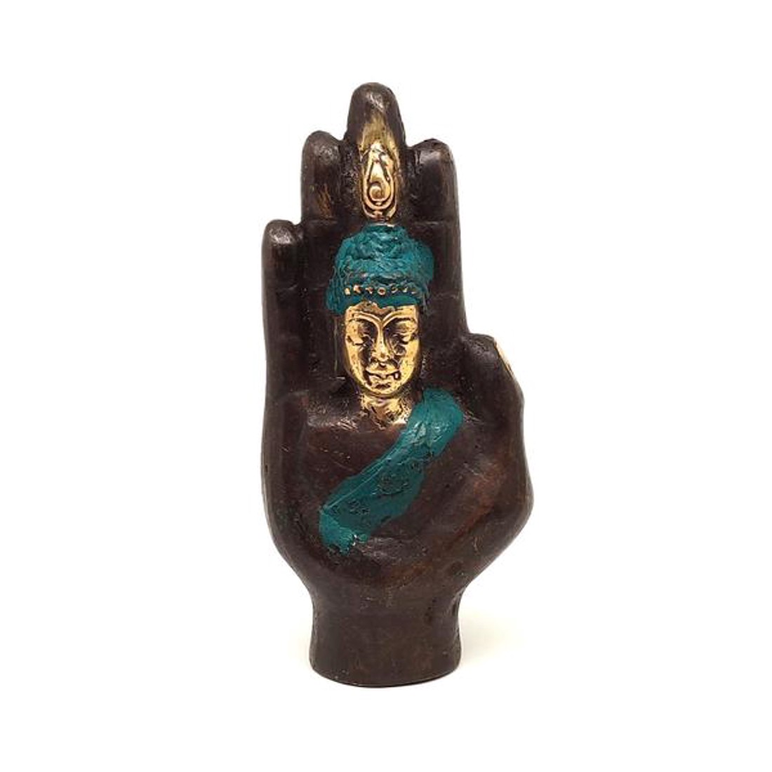 Réz figura Buddha kéz arany kék 10,5x5cm - otthon & életmód - dekoráció - spiritualitás - Meska.hu