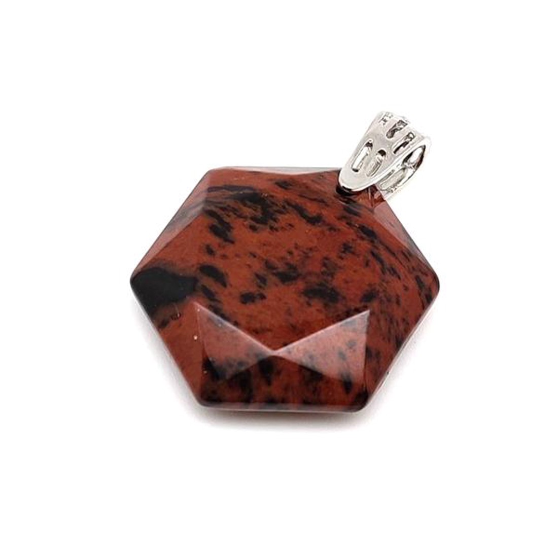 Hexagon medál Obszidián mahagóni 2,5cm - ékszer - nyaklánc - medál - Meska.hu