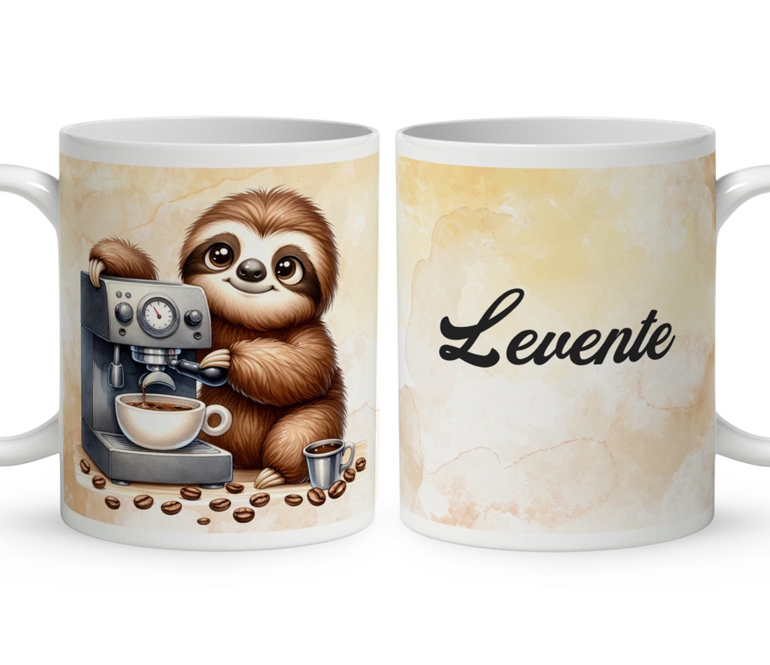 Névvel kérhető - Barista Kávés lajhár mintás bögre - otthon & életmód - konyhafelszerelés, tálalás - tálalás - bögre & csésze - Meska.hu