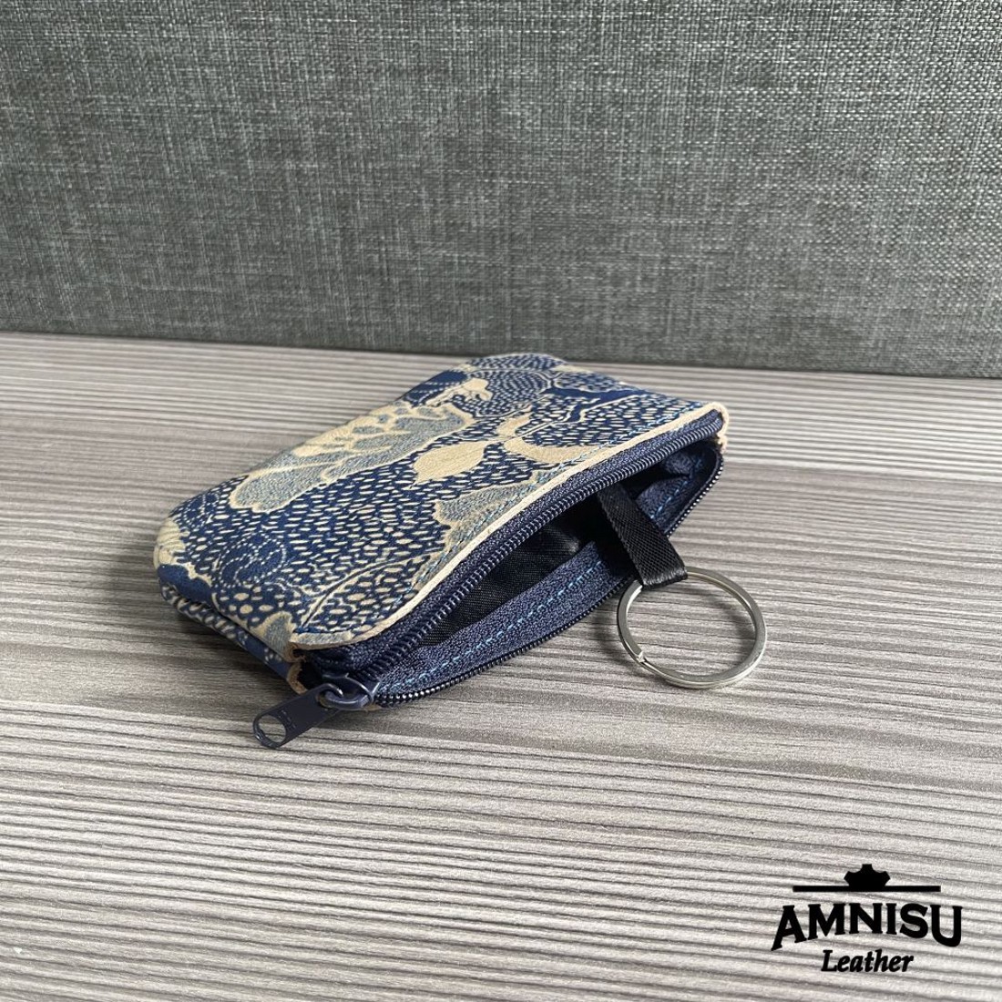 Kék mintás egy cipzáras kulcstartó A6004 - táska & tok - kulcstartó & táskadísz - kulcstartó - Meska.hu