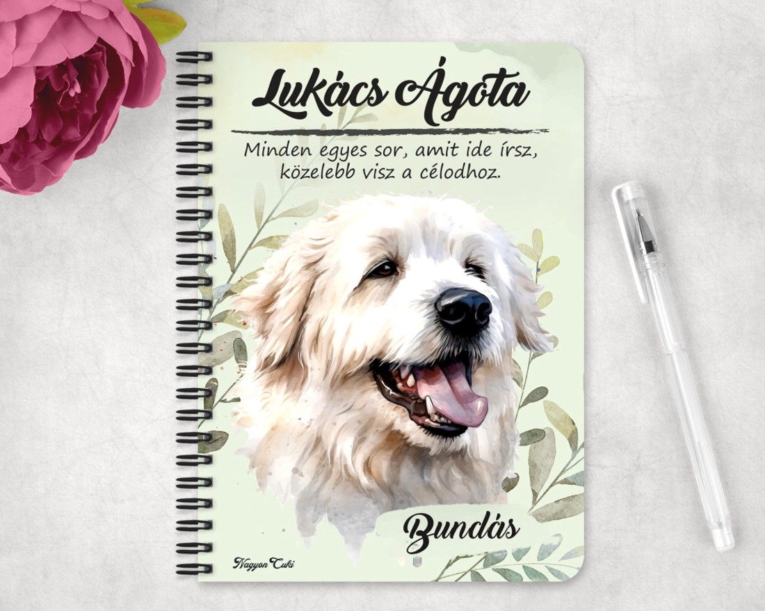 Személyre szabható - Tátrai juhászkutya portré mintás A5-ös füzet - otthon & életmód - papír, írószer - jegyzetfüzet & napló - Meska.hu