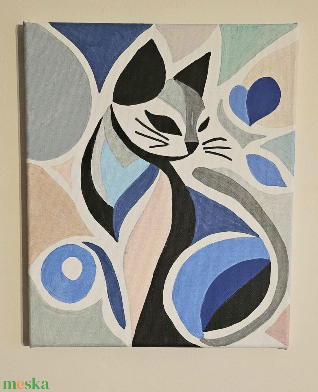 Absztrakt cica akril festmény - művészet - festmény - akril - Meska.hu