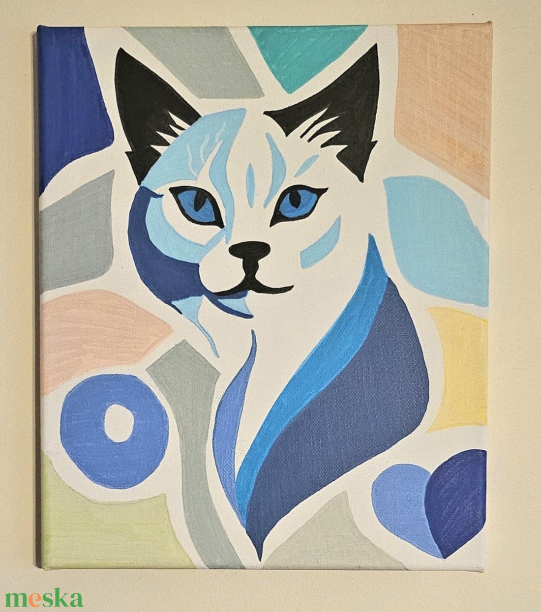 Absztrakt cica portré  akril festmény - művészet - festmény - akril - Meska.hu