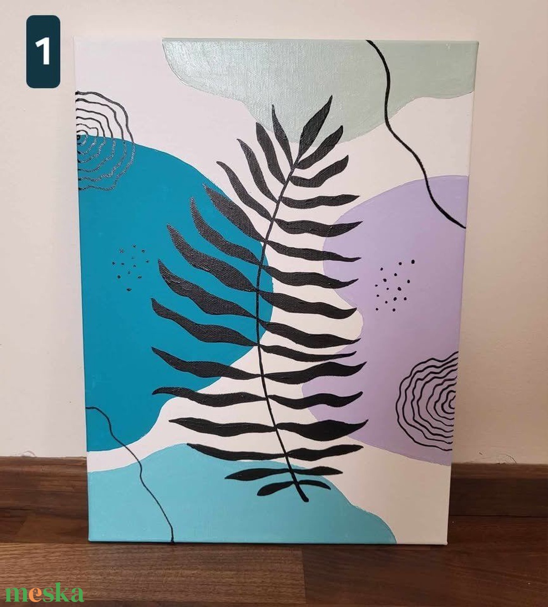 Absztrakt falevél akril festmény - művészet - festmény - akril - Meska.hu