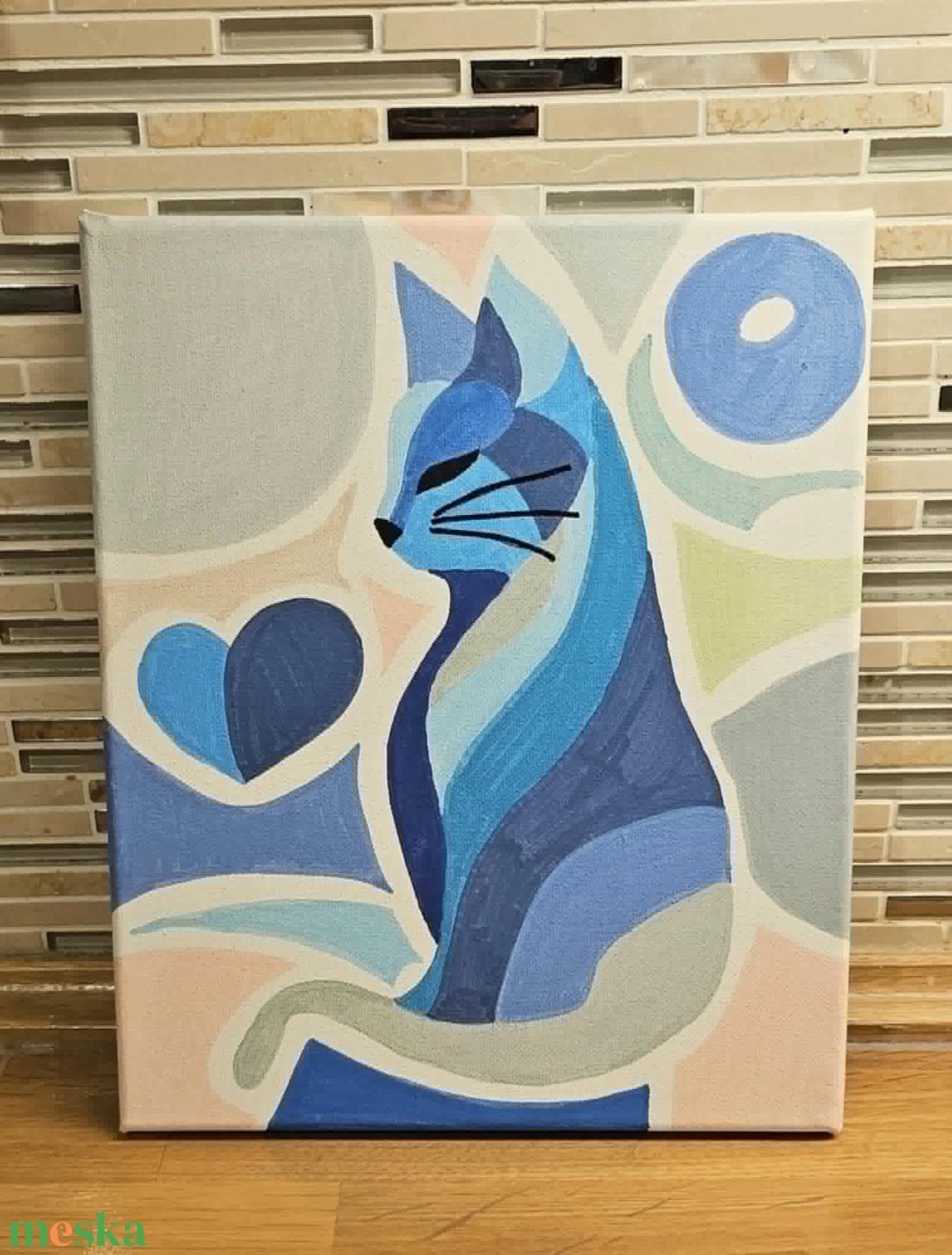 Absztrakt cica akril festmény - művészet - festmény - akril - Meska.hu