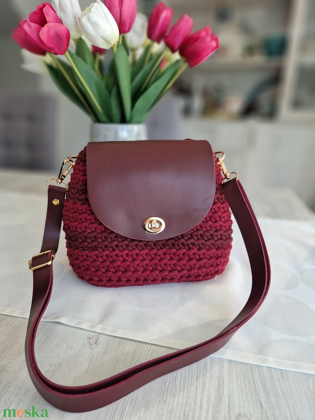 Burgundi válltáska - táska & tok - kézitáska & válltáska - válltáska - Meska.hu