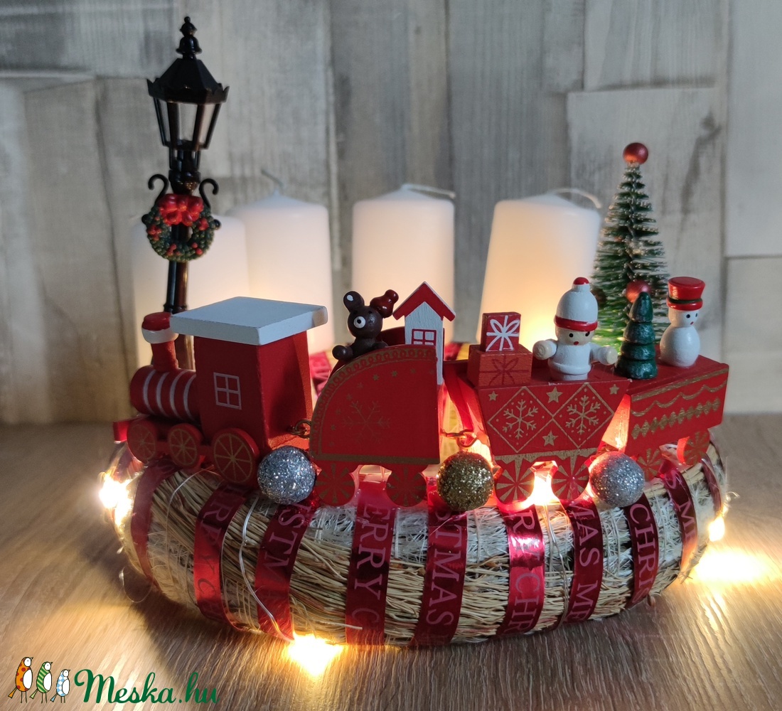 Vonatos adventi koszorú led világítással 2. - karácsony - adventi díszek - adventi asztaldísz - Meska.hu Vonatos adventi koszorú led világítással 2. - karácsony - adventi díszek - adventi asztaldísz - Meska.hu