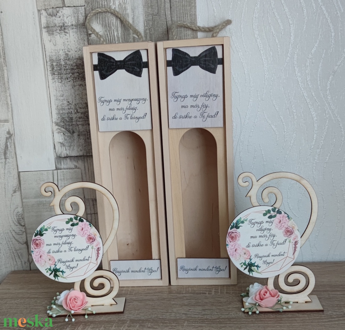 Szülőköszöntő ajándék szett fából  - esküvő - emlék & ajándék - szülőköszöntő ajándék - Meska.hu