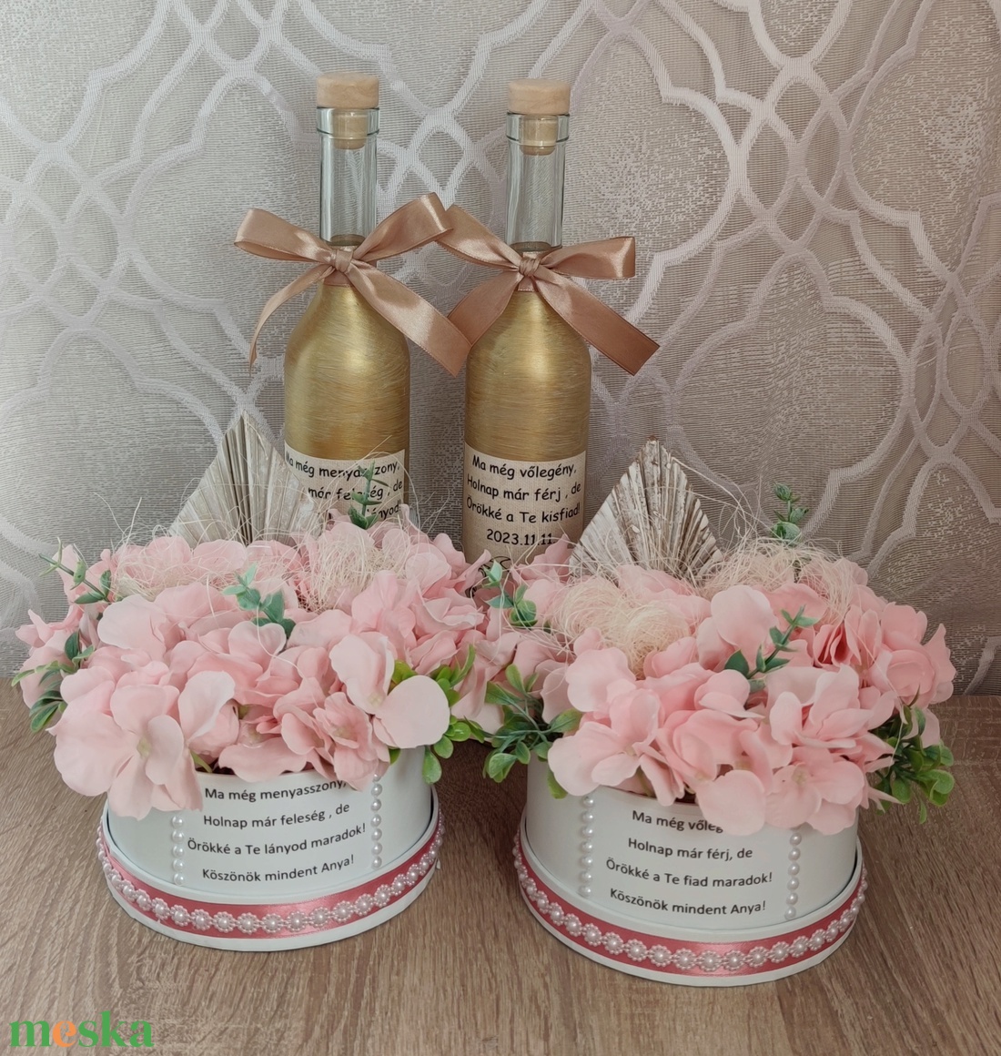 Szülőköszöntő szett hortenziás - esküvő - emlék & ajándék - szülőköszöntő ajándék - Meska.hu