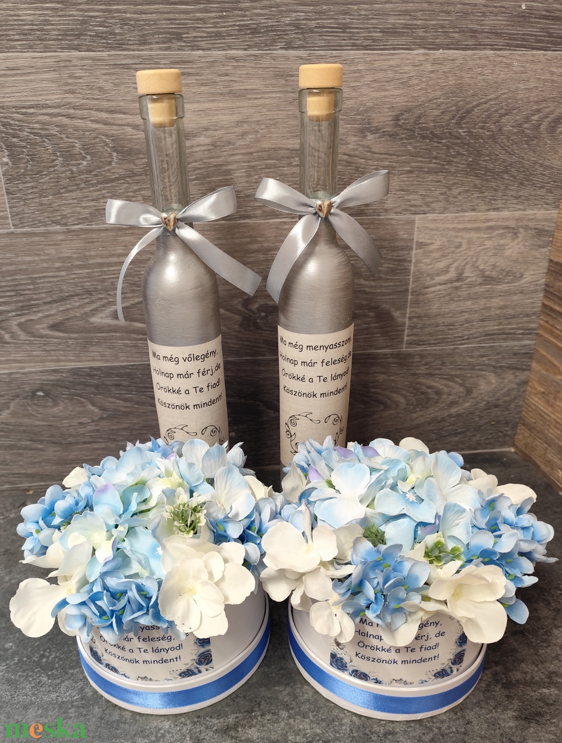 Szülőköszöntő ajánd�k szett - hortenziás - esküvő - emlék & ajándék - szülőköszöntő ajándék - Meska.hu