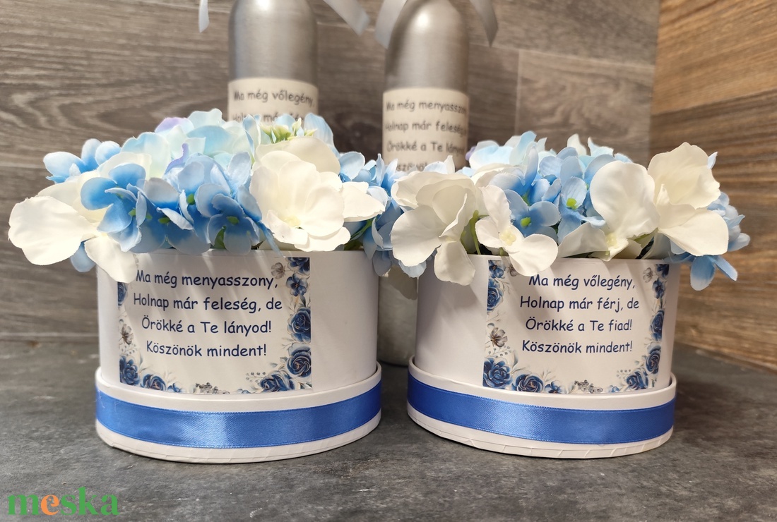 Szülőköszöntő ajánd�k szett - hortenziás - esküvő - emlék & ajándék - szülőköszöntő ajándék - Meska.hu