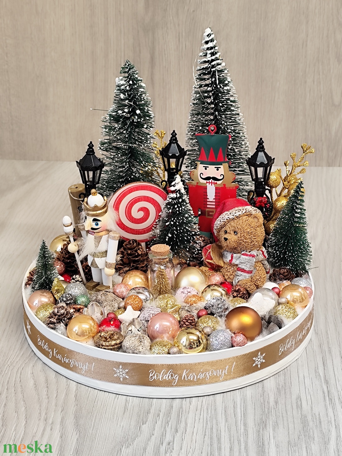 Karácsonyi adventi asztaldísz led világítással  - karácsony - karácsonyi lakásdekoráció - ünnepi asztaldekoráció - Meska.hu