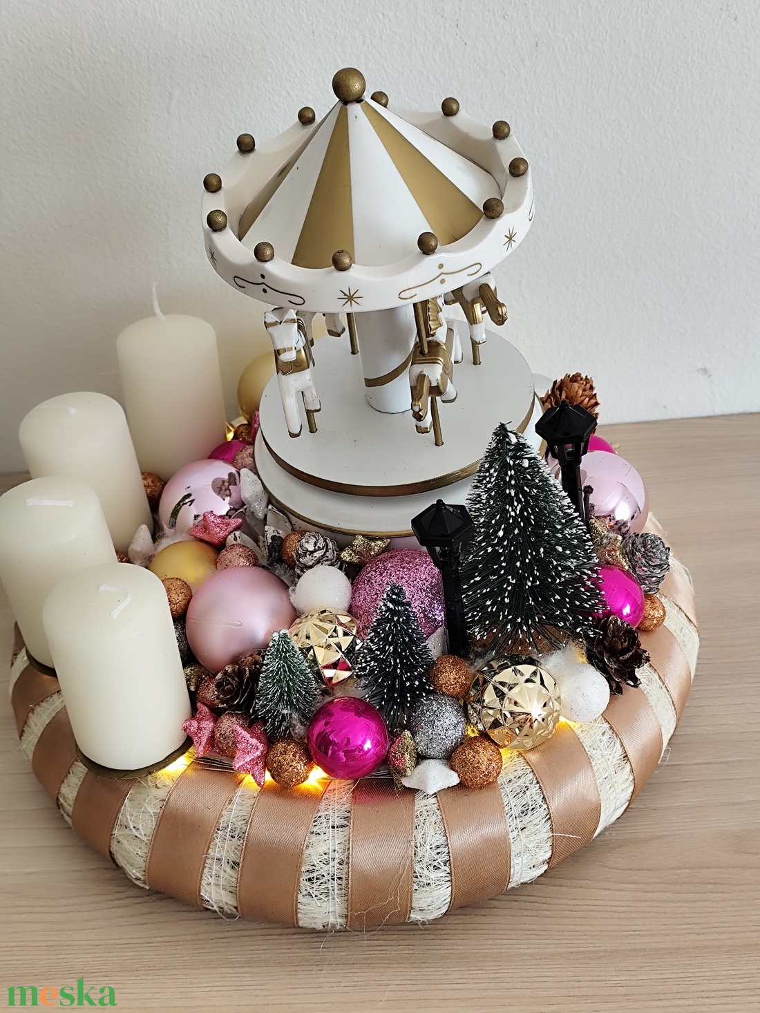 Adventi koszorú körhintás - karácsony - adventi díszek - adventi koszorú - Meska.hu