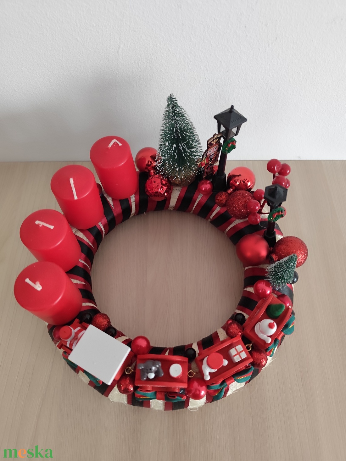 Adventi koszorú fa vonattal - karácsony - adventi díszek - adventi koszorú - Meska.hu