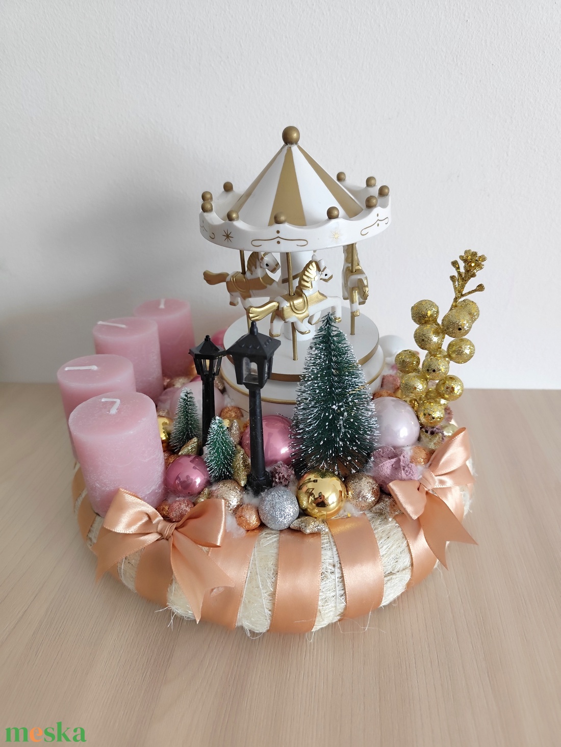 Adventi koszorú körhintás - karácsony - adventi díszek - adventi koszorú - Meska.hu