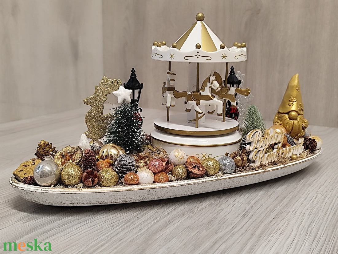 Karácsonyi asztaldísz körhintás - karácsony - adventi díszek - adventi asztaldísz - Meska.hu