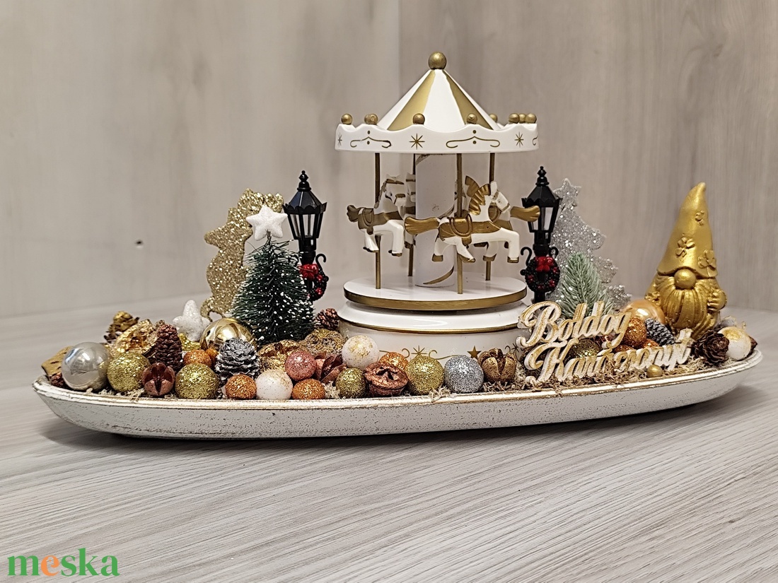 Karácsonyi asztaldísz körhintás - karácsony - adventi díszek - adventi asztaldísz - Meska.hu