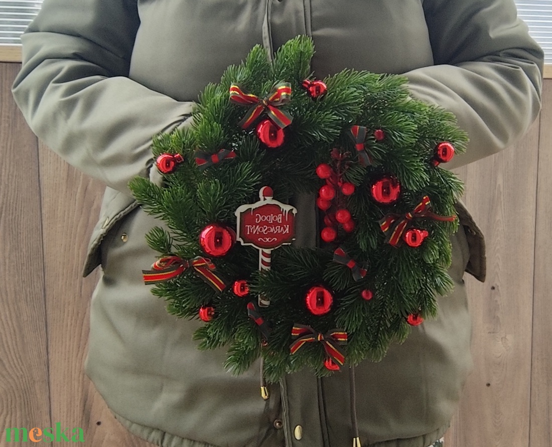 Karácsonyi lethű fenyős ajtódísz - karácsony - adventi díszek - adventi ajtódísz - Meska.hu