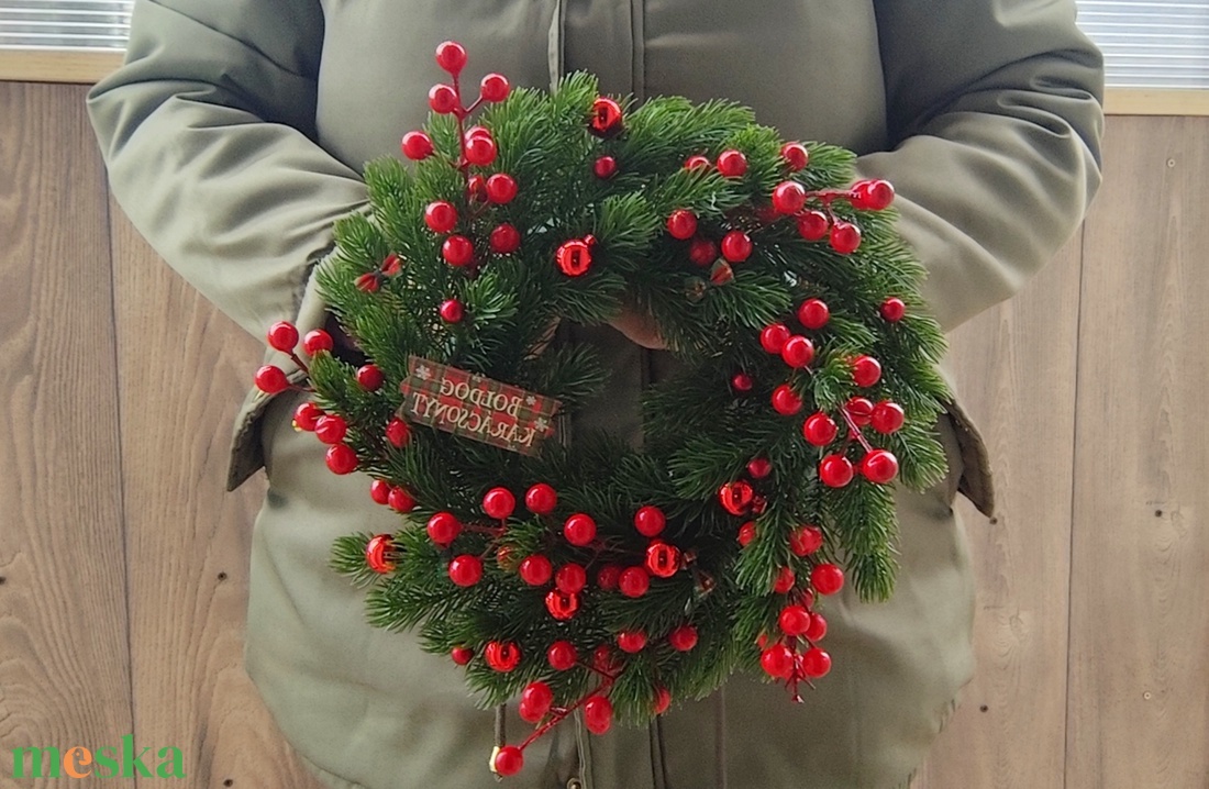 Karácsonyi ajtódísz műfenyős - karácsony - adventi díszek - adventi ajtódísz - Meska.hu