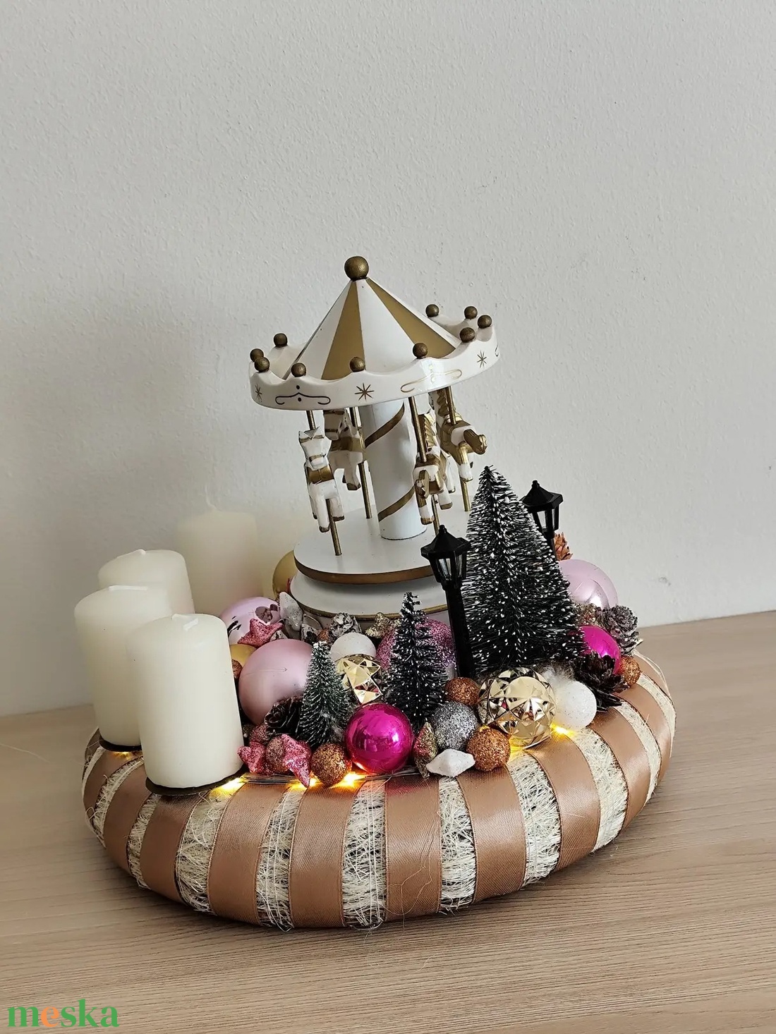 Adventi koszorú körhintás - karácsony - adventi díszek - adventi koszorú - Meska.hu