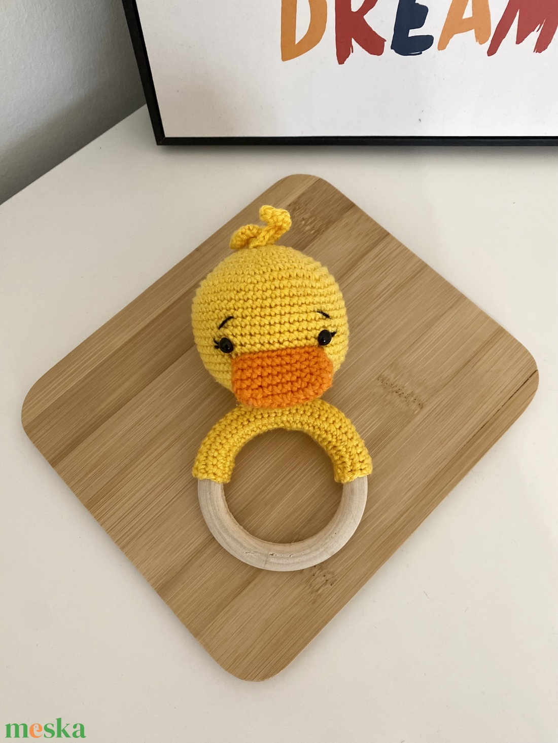 Horgolt kacsa csörgő - játék & sport - 3 éves kor alattiaknak - csörgő - Meska.hu