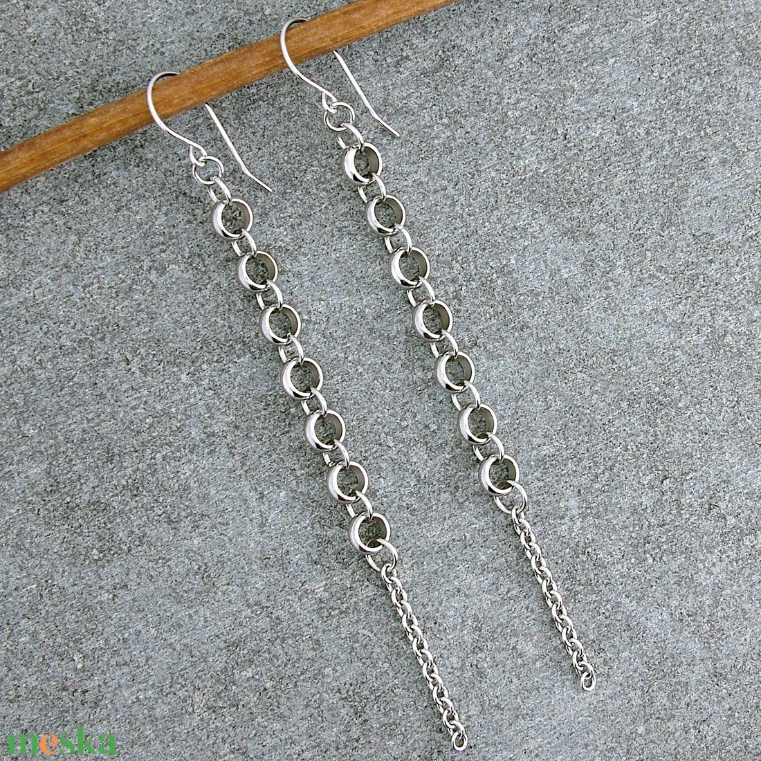 Hosszú lánc fülbevaló / Nemesacél fülbevaló / Női ékszer - ékszer - fülbevaló - lógó fülbevaló - Meska.hu