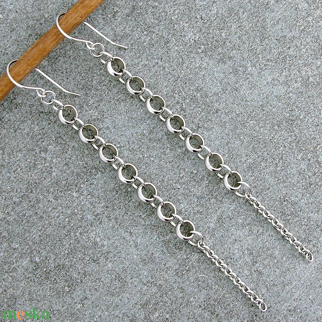 Hosszú lánc fülbevaló / Nemesacél fülbevaló / Női ékszer - ékszer - fülbevaló - lógó fülbevaló - Meska.hu